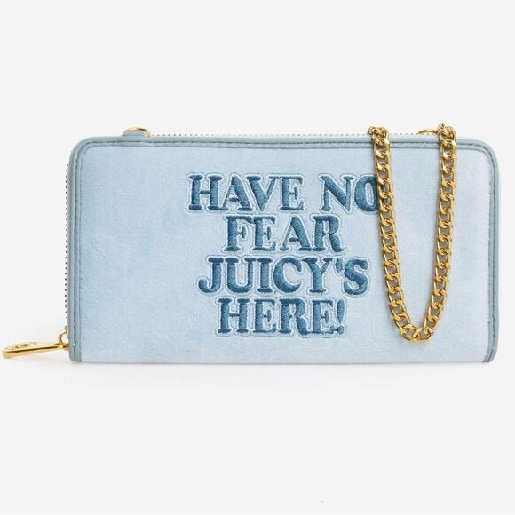 Juicy Couture Dusk Blue Velour Ella L. ‘Have No Fear’ Z/A Wallet w/ Chain Strap - Picture 2 of 12